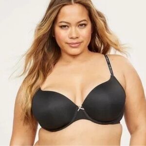 Cacique Lane Bryant Smooth So Light Lightly Lined T-Shirt Bra Black 38G